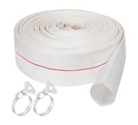 Yonality Tuyau refoulement tuyau plat 1 1/4 pouce, tuyau de décharge 10 m x 32 mm tuyau plat en tissu, avec clips, convient aux pompes submersibles et pompes à eau pour étang de drainage