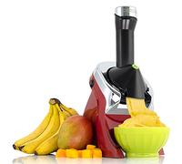 Yonanas 988RD Dessert Frozen Deluxe Design Premium Chrome Serve souple Serve est une alternative végétalienne à la crème glacée sans BPA Passe au lave-vaisselle avec 75 recettes et plus, 200 W, rouge
