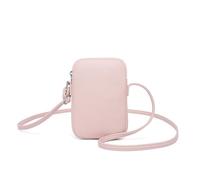 YONBEN Petit sac à main à bandoulière Fermeture éclair Sac de téléphone portable Mini sac à main à bandoulière Portefeuille de téléphone intelligent avec carte de crédit Solts (Pu/Rose Clair)