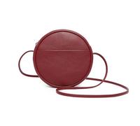 YONBEN Sac à bandoulière Circle pour femme en polyuréthane avec fermeture éclair et bretelles réglables (PU/Encore Red)