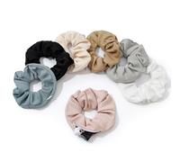 Yonchic Lot de 7 chouchous à cheveux avec poche à fermeture éclair pour femmes et filles, compartiments secrets cachés, support de queue de cheval pour clés, argent, élastiques à cheveux (couleur