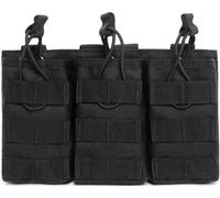YONCONO Étui à chargeurs Double/Triple, Porte-chargeurs Tactique Molle à Ouverture supérieure avec Sangles élastiques pour chargeurs M4 M14 M16 G36 AR15 (Triple Noir)