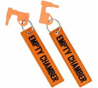 YONCONO Lot de 2 drapeaux de sécurité pour fusil de chasse, pistolet, étiquettes brodées, porte-clés à EMPTY CHAMBER - Compatibilité universelle (Orange)
