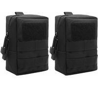 YONCONO Lot de 2 Pochette Tactique Molle Compacte Utilitaire EDC Sacoche Portable Petit Sac à Dos Militaire pour Plein Air, Camping, Chasse, Randonnée (Noir)