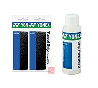 Yonex Lot de 2 grips-éponges avec talc, Noir