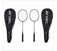 YONEX Lot de 2 raquettes de badminton en aluminium Gr 303I fabriquées en Inde avec couverture complète Noir/noir