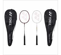 YONEX Lot de 2 raquettes de badminton en aluminium Gr 303I, fabriquées en Inde, avec couverture complète (rouge foncé/blanc)