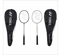 Yonex Lot de 2 raquettes de badminton GR 303I fabriquées en Inde avec couverture complète Noir/argenté