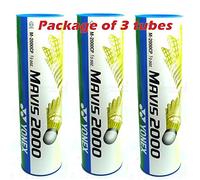 YONEX Mavis 2000 Nylon Tournoi Navette (1/2 Dozen) (EMB de 3 Tubes (18 pièces) -Jaune Vitesse Moyenne) Pkg de 3 Tubes (12pcs) -Jaune Vitesse Moyenne