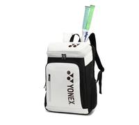 YONEX Sac à dos de sport de grande capacité de qualité, sac de raquette multi-compartiments pour badminton et tennis, compartiment séparé pour chaussures (blanc et noir)