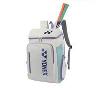 YONEX Sac à dos de sport de grande capacité de qualité, sac de raquette multi-compartiments pour badminton et tennis, compartiment séparé pour chaussures (blanc/vert olive)