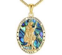 YONFQE Collier Saint Christophe pour homme en argent sterling S925 avec pendentif Saint Christophe Médailles Bijoux Cadeau pour homme
