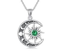 YONFQE Collier soleil et lune en argent sterling 925 avec pendentif lune - Bijou cadeau pour femme, maman, femme, Normal, Argent sterling, Pas de gemme