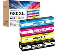 Yongairuink Cartouches d'encre de Remplacement 980 pour imprimantes HP Officejet Enterprise MFP X585z X585dn X585f X555dn et X555xh (1 Noir 1 Cyan 1 Magenta 1 Jaune Lot de 4)