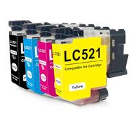 Yongairuink LC521 LC-521 Cartouches d'encre pour LC521VAL pour BRO DCPJ1260W DCPJ1310DW DCPJ1313DW DCPJ1360DW DCPJ1460DW (4 packs, 1 noir, 1 cyan, 1 magenta, 1 jaune)