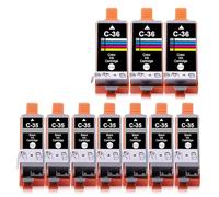 Yongairuink Lot de 10 cartouches d'encre de rechange PGI-35 CLI-36 pour PGI35BK CLI36C PGI35 CLI36 Compatible avec Canon TR160 IP100 IP110 TR150 IP100WB IP110WB Mini 260 320 (7 noir 3 couleurs)