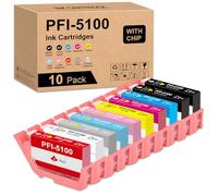 Yongairuink PFI-5100 Lot de 10 cartouches d'encre compatibles avec les imprimantes CAN ImagePROGRAF PRO-310 (MBK, PBK, C, M, Y, R, GY, PC, PM, CO)