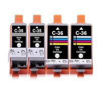 Yongairuink PGI-35 CLI-36 Cartouches d'encre de rechange pour PGI 35 CLI 36 PGI35 CLI36 pour CAN IP100 IP110 TR150 IP110WB IP100WB Mini 260 Mini 320 TR160 (2 noires, 2 couleurs)