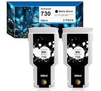 Yongairuink Remanufactured 730 Cartouche d'encre Remplacement pour HPQ 730 P2V71A Encre pour Designjet T1600 T1700 T2600 Series DNJT1700 Imprimante (2 Matte Noir)