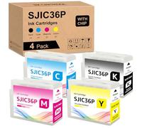 Yongairuink SJIC36P Encre compatible pour C13T44C140 C13T44C240 C13T44C340 C13T44C440 pour EPN ColorWorks C6000 C6500 Ae Pe (1BK 1C 1M 1Y)