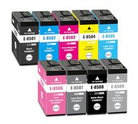 Yongairuink T8501 T8502 T8503 T8504 T8505 T8506 T8507 T8508 T8509 Paquet de couleurs 80 ml compatible avec T850 EP SC P800 SC-P800 P800 P800DES P800SE P800SE P8000SE P80000 P800. SP (9 paquets)