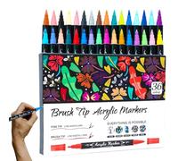 Yongany Marqueurs de peinture acrylique - Marqueurs imperméables à double pointe avec pointe pinceau et pointe fine - Fournitures de peinture double couleur pour travaux manuels et fournitures d'art