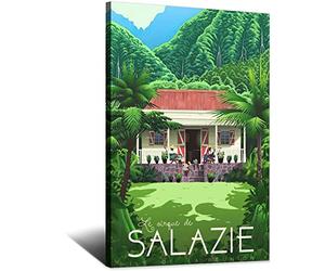 YONGCAI Affiche de voyage vintage de Salazie Île de la Réunion sur toile, art mural, décoration de chambre, affiche peinte, impression sur toile, posters cadeaux