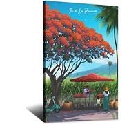 YONGCAI Affiche de voyage vintage du ciel de l'île de La Réunion, toile, art mural, décoration de chambre, affiche peinte, impression sur toile, cadeau, affiches