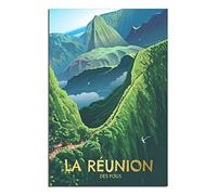 YONGCAI Affiche de voyage vintage Réunion Marathon France Toile Art Mural Décoration de Chambre Tableau Impression Image Affiche Cadeau