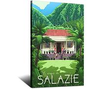 YONGCAI Affiche de voyage vintage Salazie Île de la Réunion sur toile, art mural, décoration de chambre, affiche peinte, impression sur toile, posters cadeaux