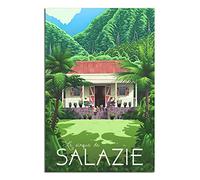 YONGCAI Affiche de voyage vintage Salazie Île de la Réunion sur toile, art mural, décoration de chambre, affiche peinte, impression sur toile, posters cadeaux