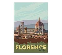 YONGCAI Affiche vintage de voyage avec horizon de Florence Italie sur toile pour décoration murale de chambre