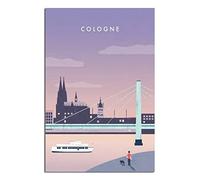 YONGCAI Affiche vintage de voyage en Allemagne Cologne sur toile - Décoration murale pour chambre à coucher