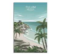YONGCAI Affiche vintage de voyage sur toile Motif plage du Mexique de Tulum