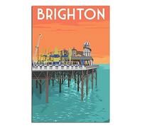 YONGCAI Brighton England Affiche de voyage vintage sur toile pour décoration de chambre