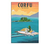 YONGCAI Poster de voyage vintage sur toile avec horizon de Corfou Grèce - Décoration murale - Art - Peinture - Affiche - Cadeau