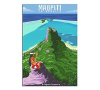 YONGCAI Poster vintage Maupiti de Polynésie française sur toile - Décoration murale pour chambre à coucher