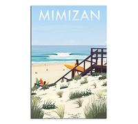 YONGCAI Poster vintage Mimizan Beach France Voyage sur toile murale Décoration de chambre Art Poster Peinture Image Impression Cadeau Affiches