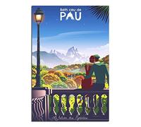 YONGCAI Poster vintage Pau Pyrénées France Skyline voyage sur toile murale pour décoration d'intérieur