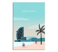 YONGCAI Poster vintage sur toile de voyage Barcelone - Décoration murale pour chambre à coucher