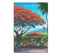 YONGCAI Poster vintage sur toile représentant l'île de la Réunion - Décoration murale pour chambre à coucher