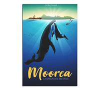 YONGCAI Poster vintage sur toile représentant une baleine de l'île de Moorea - Décoration murale pour chambre à coucher