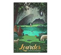 YONGCAI Poster vintage sur toile représentant une grotte de Lourdes en France - Décoration murale pour chambre à coucher