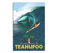 YONGCAI Toile Vintage Teahupo'o Tahiti Surf - Décoration Murale d'Intérieur - Art Peinture Impression - Cadeau Affiche