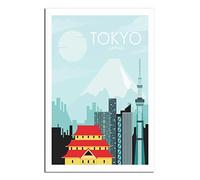YONGCAI Tokyo Japon Skyline Affiche de voyage vintage sur toile pour décoration de chambre