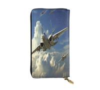 YONGFENGDI Portefeuille long en cuir synthétique souple imprimé avion pour homme et femme avec plusieurs emplacements pour cartes, poche pour téléphone, porte-monnaie, grand portefeuille long avec