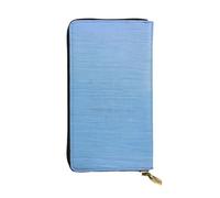 YONGFENGDI Portefeuille long en cuir synthétique souple imprimé bleu clair pour homme et femme avec plusieurs emplacements pour cartes, poche pour téléphone, porte-monnaie, grand portefeuille long