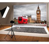 YongFoto 1,5x1m Toile de Fond Big Ben London L'archéologie européenne Red Bus Street Dark Cloud Nature Fond Décors Studio Photo Portrait Enfant Video Fete Mariage Photobooth Photographie Accesorios