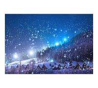 YongFoto 1,5x1m Toile de Fond Noël Village Night View Arbres Neige Briller Lumières Noël d'hiver Fond Décors Studio Photo Portrait Enfant Video Fete Mariage Photobooth Photographie Accesorios