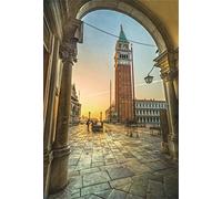 YongFoto 1,5x2,2m Polyester Toile de Fond Campanile et Palais des Doges sur la Piazza San Marco Venise Italie Basilique Fond Décors Studio Photo Enfant Fete Photobooth Photographie Accesorios